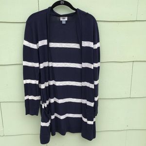 Summer weight blue+ white stripe Old Navy cardigan